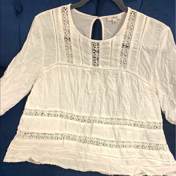 aritzia wilfred white boho lace blouse top - medium - Picture 1 of 5